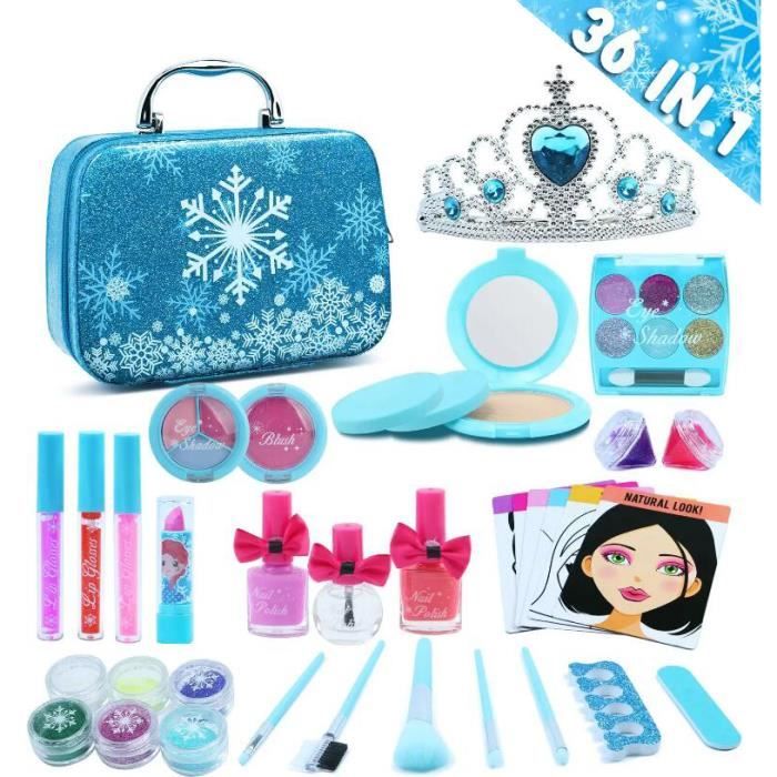 Maquillage Enfant Fille - 36 Pcs Jouets de Maquillage Lavables Petites Filles - Cadeau pour Les Enfants de 3 Ans et Plus