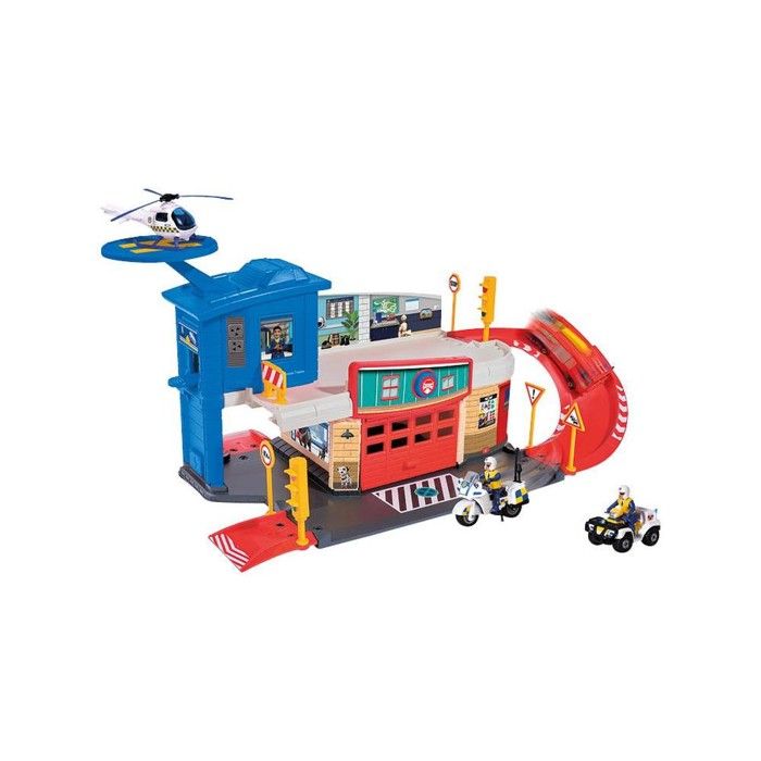 Jouet - Smoby - Caserne De Pompier Sam Le Pompier - 4 véhicules inclus - Dimensions 48 x 26 x 23 cm