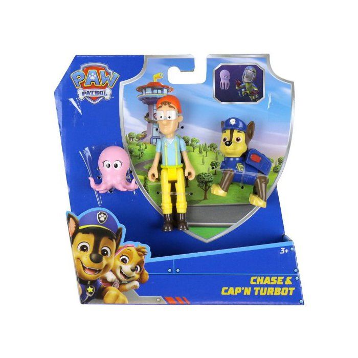 Coffret Pat Patrouille Capitaine Turbot Pieuvre et Chase - Set 3 Figurines Et une Carte tigre