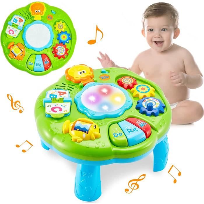 Table dactivité - Tambour Bébé - Jouet Musical - Lumières - Éducatif - 18 mois et plus