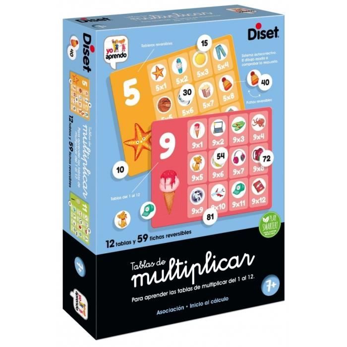 Jeu éducatif - DISET - japprends les tables de multiplication - système autocorrectif - multicolore