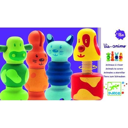 Jeu de construction - DJECO - Vis-animo - Bois - Enfant - Multicolore - Rouge - 18 mois - Mixte