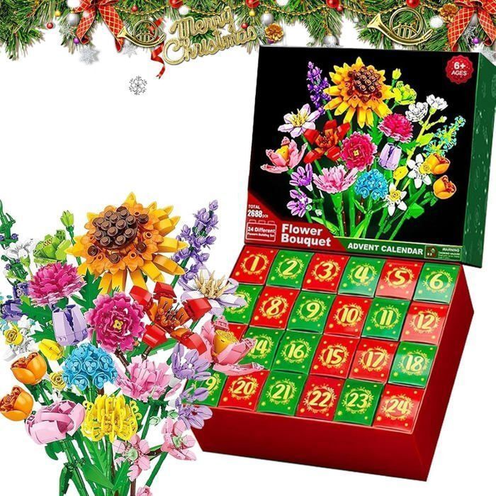 Calendrier de lAvent 2025 24 jours de bouquets blocs de construction décorations de Noël uniques
