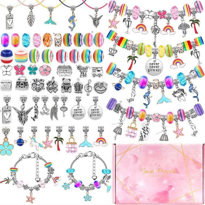 JEU DE CREATION DE BIJOUX 100 pcs Cadeau Fille 5 6 7 8 9 10 11 12 AnsBracelet FilleIdee Cadeau Ado FilleKit Créatif Enfant Cuisse