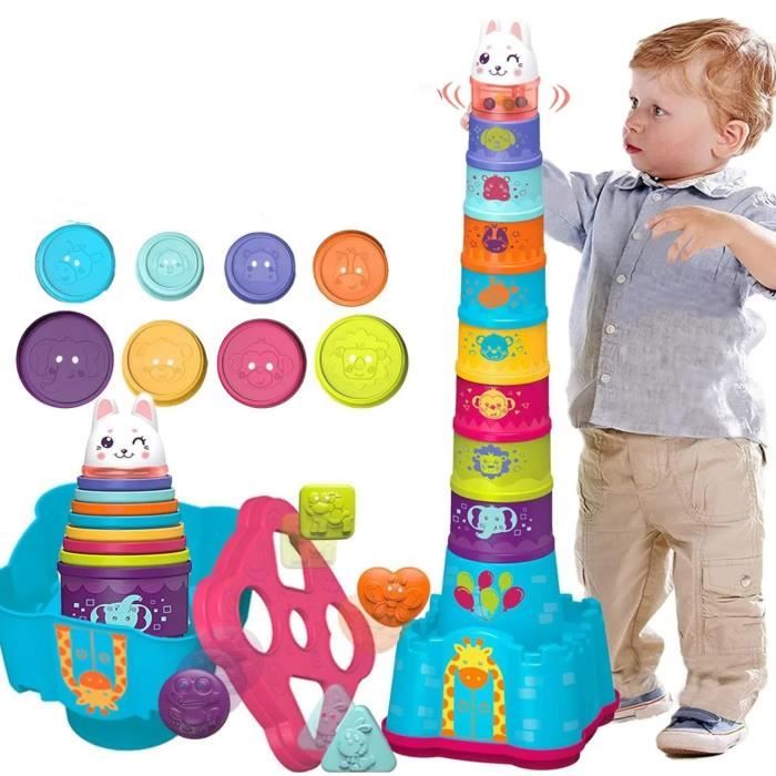 Jouet - Cubes empilables - ABS non toxique - Sécuritaire - Pour bébés 12 mois et plus