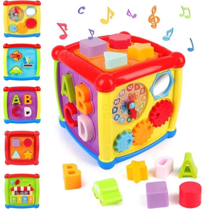 Jouet Musical - Cube déveil 6 en 1 - Couleurs vives - Pour Bébé 18 Mois - Stimule limagination