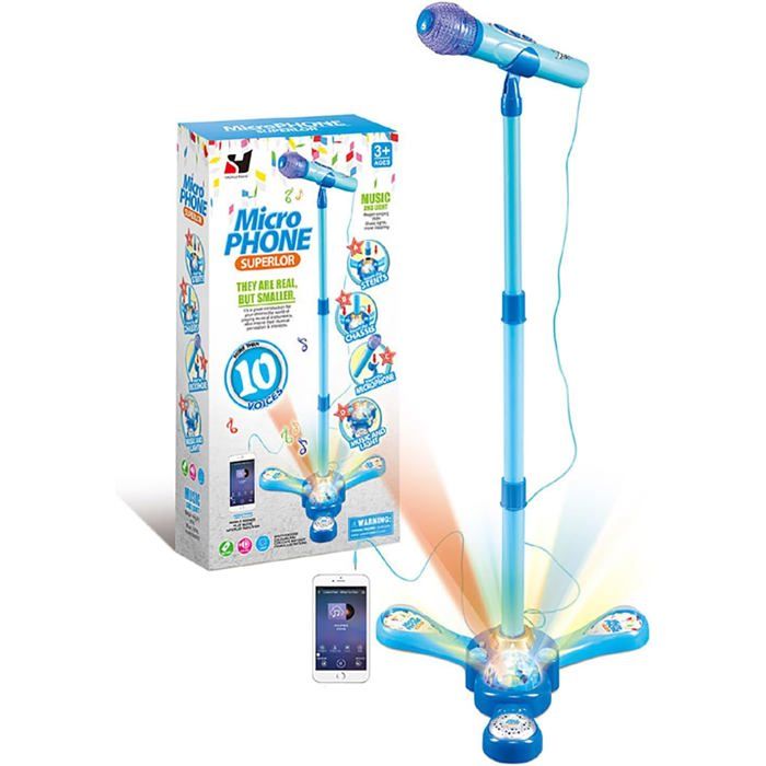 Jouets musicaux enfant - Micro Enfant sur Pied Karaoké Enfants (Bleu)