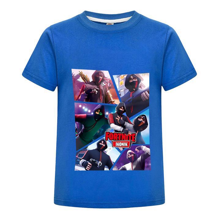 T-shirt garçon Fortnite IKONIK – Haut bleu enfant avec skin populaire style gamer cadeau fan de jeu vidéo