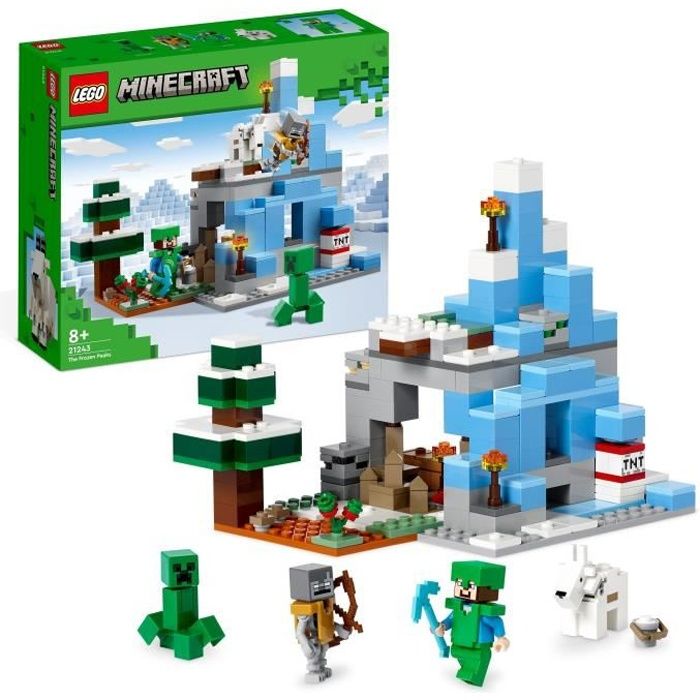 LEGO Minecraft 21243 Les Pics Gelés Jouet Enfants 8 Ans avec Figurines Steve et Creeper