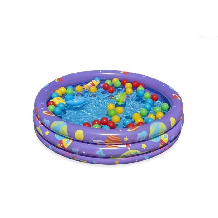 Piscine à Balles Gonflable pour Enfant - Bestway - Galaxie - 46 Balles - 4 Jouets Espace