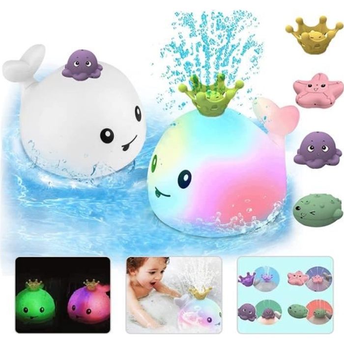 Jouet Bain BéBéBaleine Jet d Eau Jeux Bain Jouets de Bain Jet deau PulvéRisation deau de Baleine pour Enfants pour 1 2 3 4 5 Ans