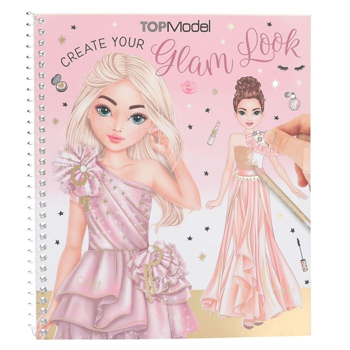 Album de coloriage - TOP Model - Create your glam look - 36 pages - Autocollants - Multicolore