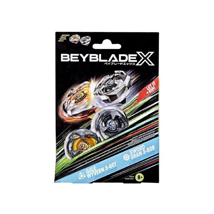 Coffret Beyblade 2 Toupies : Gale Wyvern 3-60T et Sword Dran 3-80B - Type équilibre et endurance + 1 Carte tigre