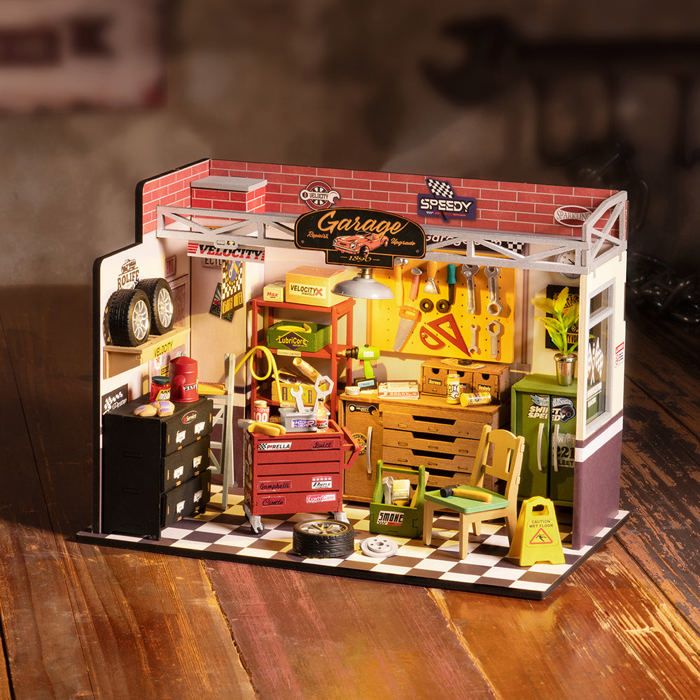 Puzzle 3D en bois à construire - ROBOTIME Garage atelier bricolage maison Miniature Kit