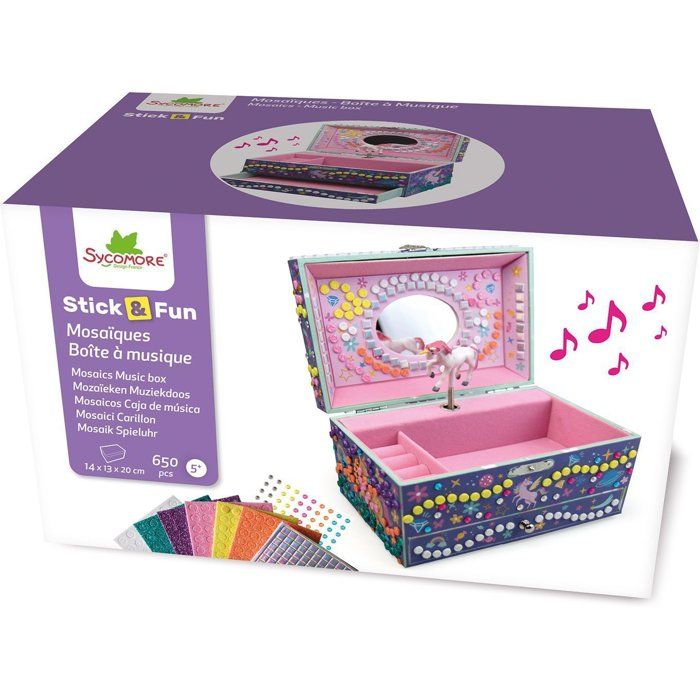 3D Mosaïques - SYCOMORE - StickN Fun - Boîte à musique Licorne - Dès 5 ans