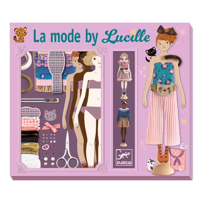 Coffret de mode - Djeco - La mode by Lucille Papertoys - Tissus réels - Accessoires inclus - Facile à assembler
