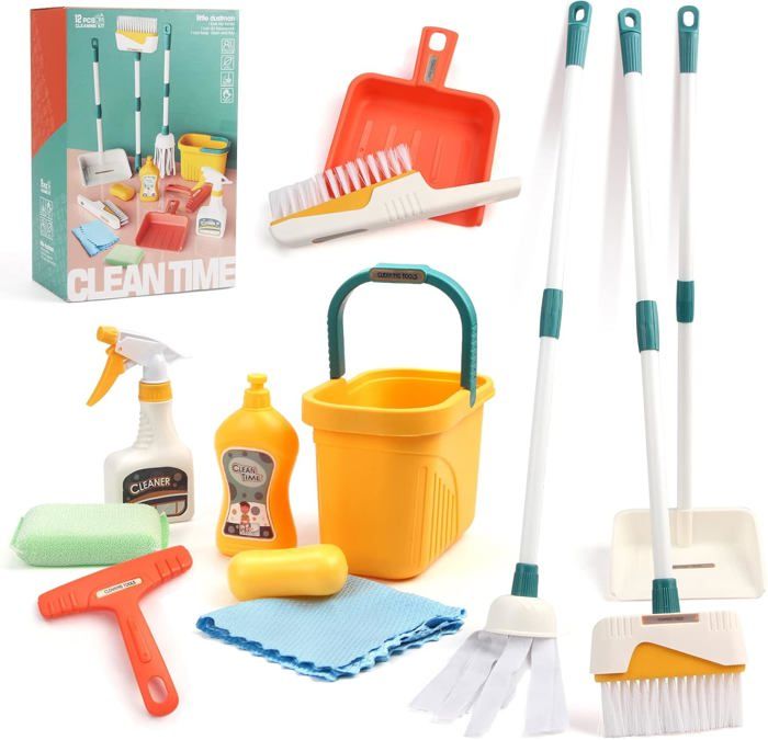 Jouet de Nettoyage - KCVV - Kit de Nettoyage pour Enfants - 12 pièces - Plastique ABS - Mixte 2-6 ans