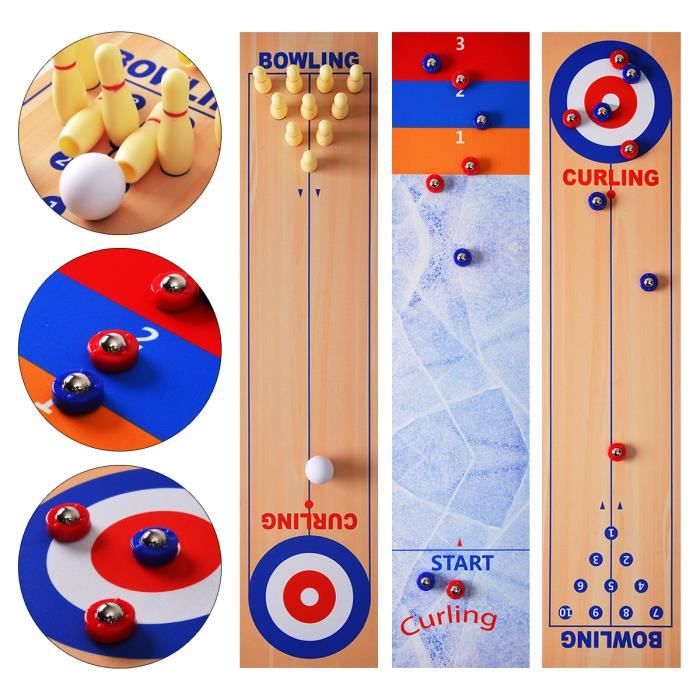 Jeu de Curling de Table 3 en 1 - Mixte - Blanc - Simulation réelle du sport de curling olympique