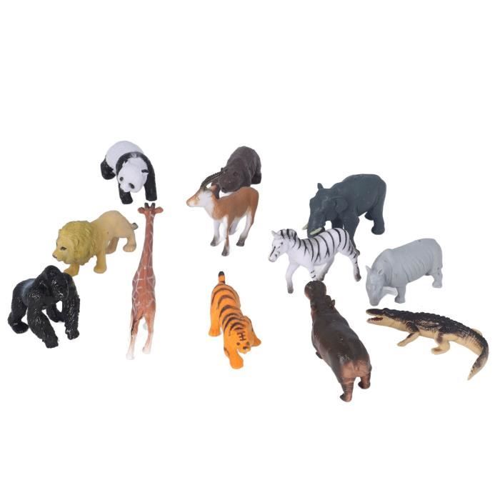 Figurines - OMABETA - Animaux de la jungle - 12 pièces - Couleurs riches - Pour enfants à partir de 3 ans