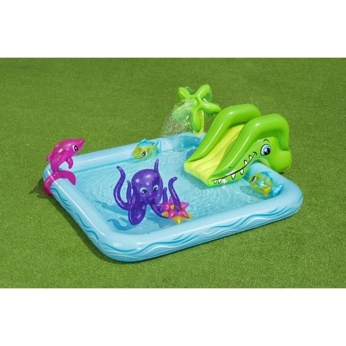 Aire de jeux pataugeoire - BESTWAY - Fantastic Aquarium - 239 x 206 x 86 cm - Avec fontaine