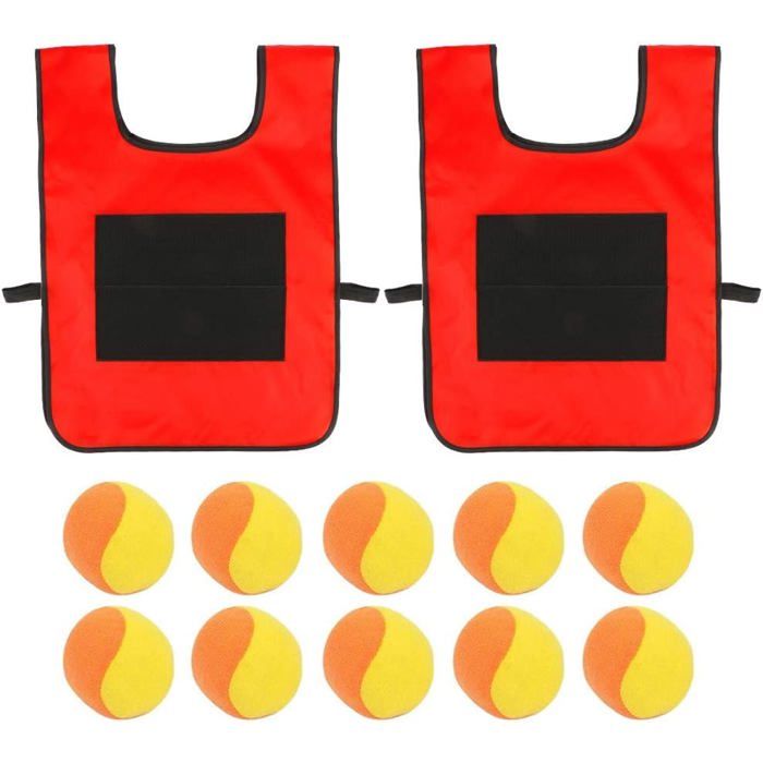Ensemble de gilets de balles collantes 2 gilets de balles collantes jeu de ballon chasseur avec 10 balles en coton pour aire de
