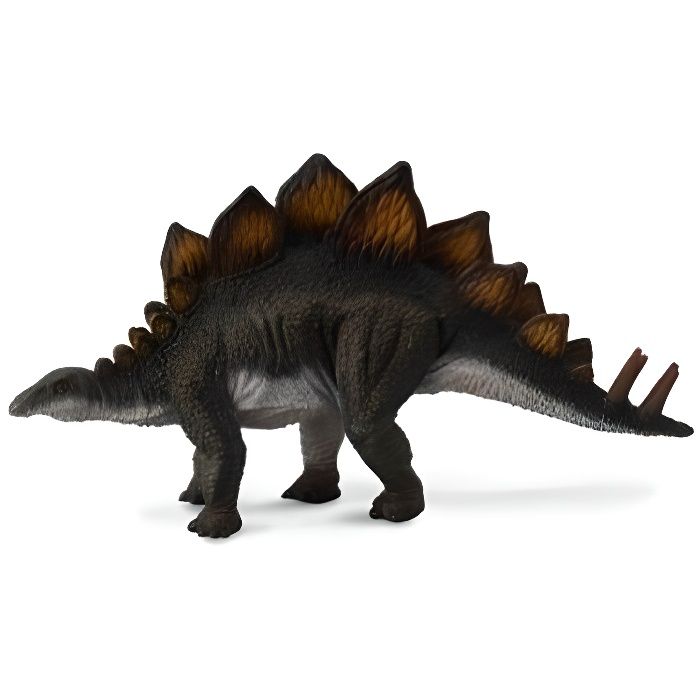 Figurine Dinosaure Stégosaure - Peinte à la main - 16 x 4 x 8.5 cm - Enfant 3-9 ans - Plastique Noir