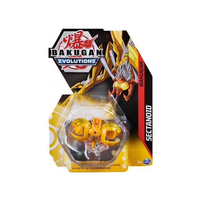 Coffret Bakugan - Pack Sectanoid : Boule Jaune Figurine - Set Evolutions Serie 4 + 1 Carte Tigre