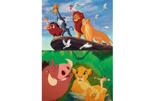 Coffret de 2 puzzles 48 pieces roi lion : simba timon pumba mufasa - puzzle educa disney enfant