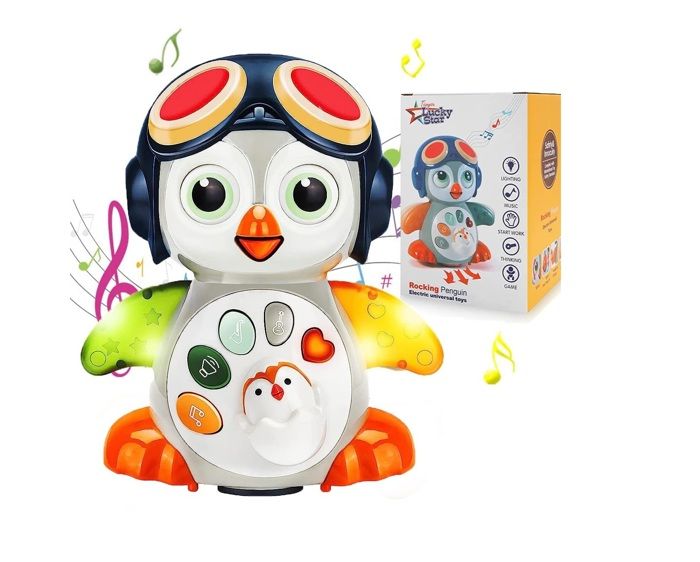 Jouet Rampant - LUCKY STAR - Pingouin Musical - 12+ Mois - Lumières - Auto-éviteur dobstacles