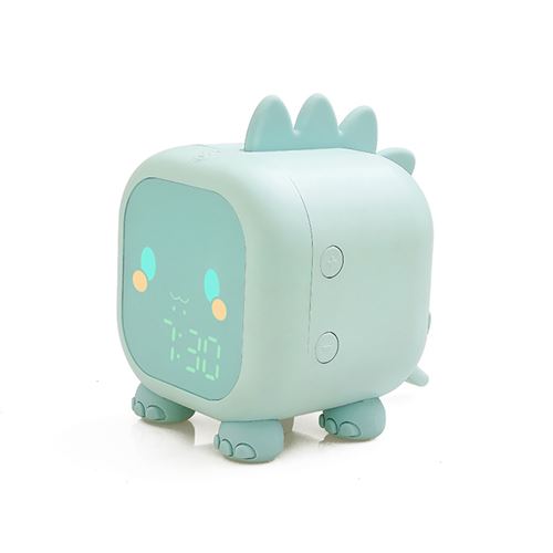 Réveil Animé pour Enfant Mon Petit Dino Veilleuse Double Alarme Avizar Bleu
