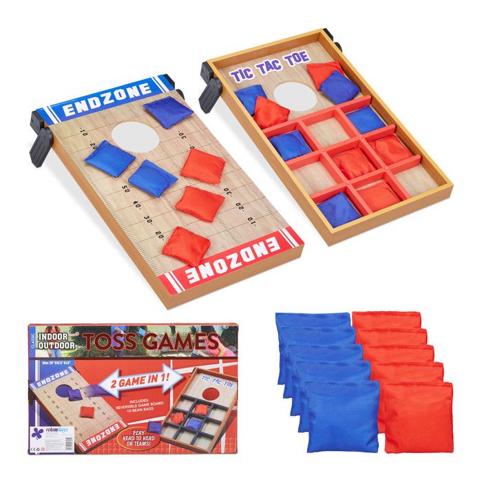 Relaxdays Jeux de lancer jeu poches et morpion 10 sacs agilité et stratégie extérieur & intérieur multicolore