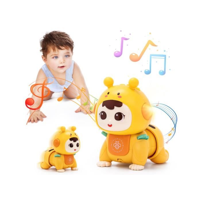 Jouet Bébé 3 6 9 MoisJouet Bébé Rampant avec Musique et Lumière Jouets Musicaux Sensoriel Bébé Eveil pour Tummy Time Naissance