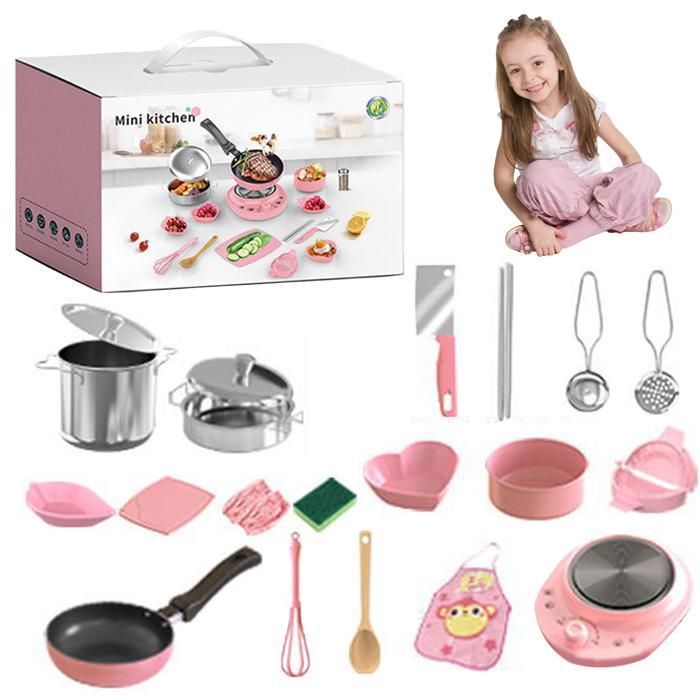 Cuisine enfant 22 pièces avec ustensiles en acier inoxydable – Cadeau éducatif pour petits chefs 7-14 ans