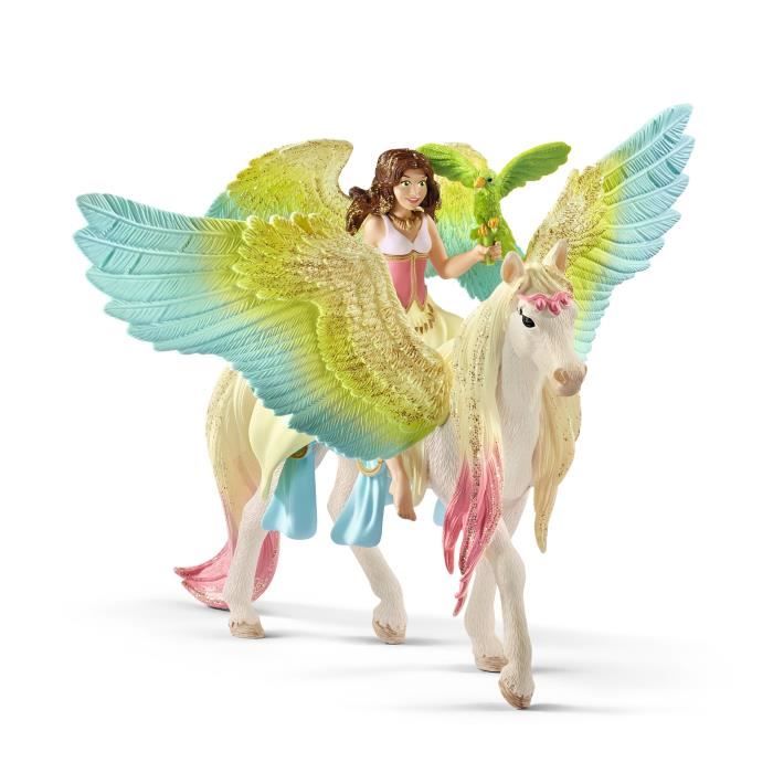 Coffret Magique Pièces avec Fée Surah et  son Pégase à Paillettes - Figurine schleich Licorne et Fée avec Bras Mobiles et