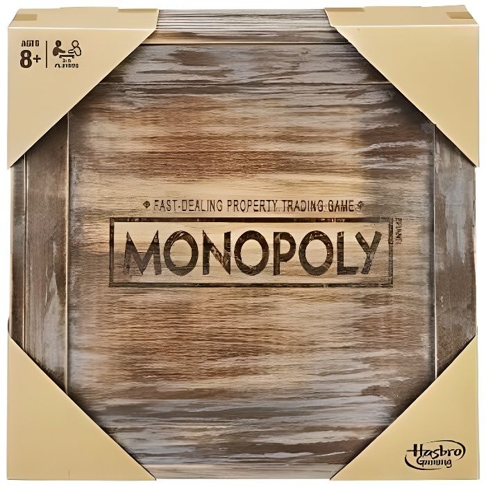 Monopoly - MONOPOLY BOIS VINTAGE - Version premium en bois - 2 à 6 joueurs