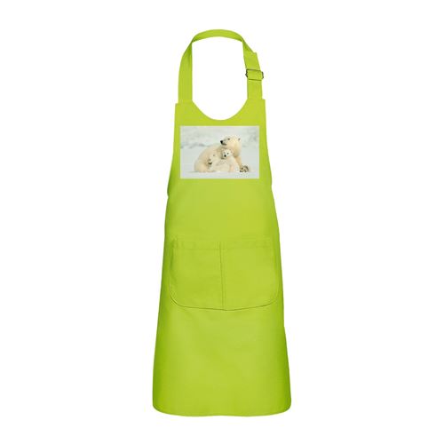 Fabulous Tablier Cuisine Enfant 2 Poches Vert Maman Ours Polaire et Ses Oursons - Haut de gamme