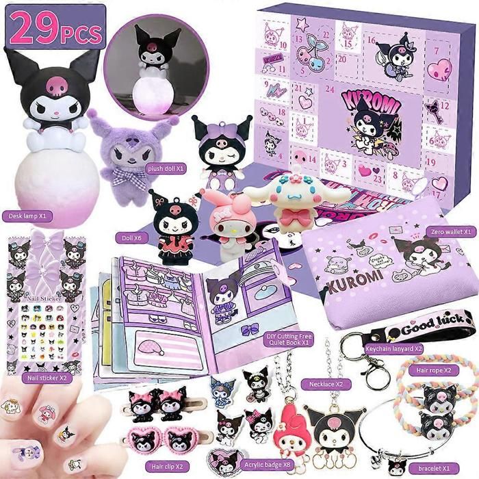 Calendrier de lAvent de Noël 2024 Compte à rebours Kuromi My Melody Cinnamoroll Sanrio Accessoires de jouets Enfants Filles