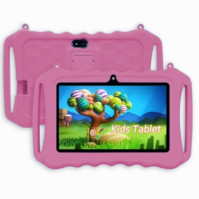 Tablette enfant écran HD 7 pouces Bluetooth Wi-Fi double caméra apprentissage et divertissement rose