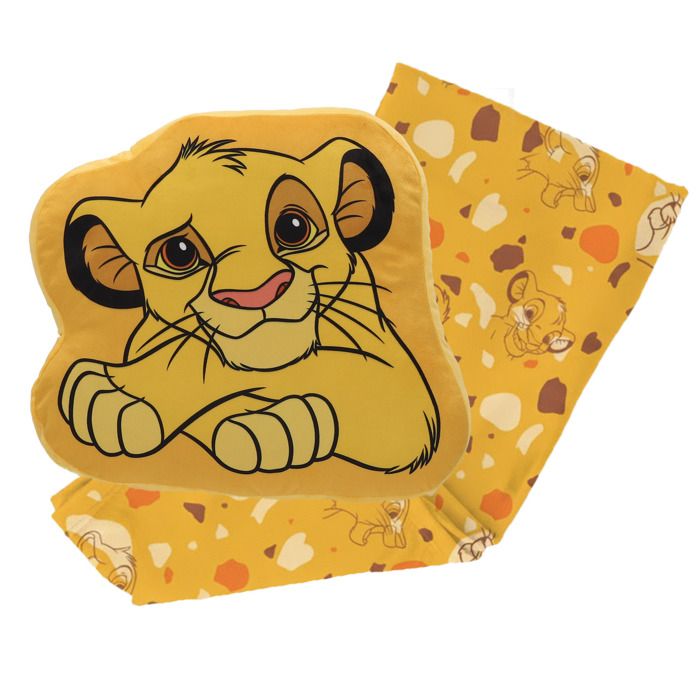 DISNEY - Coussin-plaid 3D Disney Roi Lion Simba - Coussin 40x41 cm et plaid 100x140 cm - 100% Polyester