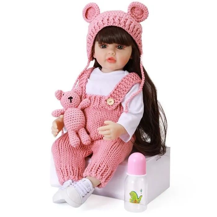 Poupée bébé - Poupée bébé réaliste - 55 cm - Cheveux longs - Accessoires inclus- Jouets pour enfants - Cadeau danniversaire