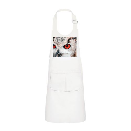 Fabulous Tablier Cuisine Enfant 2 Poches Blanc Chouette Yeux Rouges - Haut de gamme