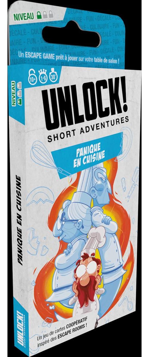 Jeu d'escape game Asmodee Unlock Short Adventure Panique en cuisine