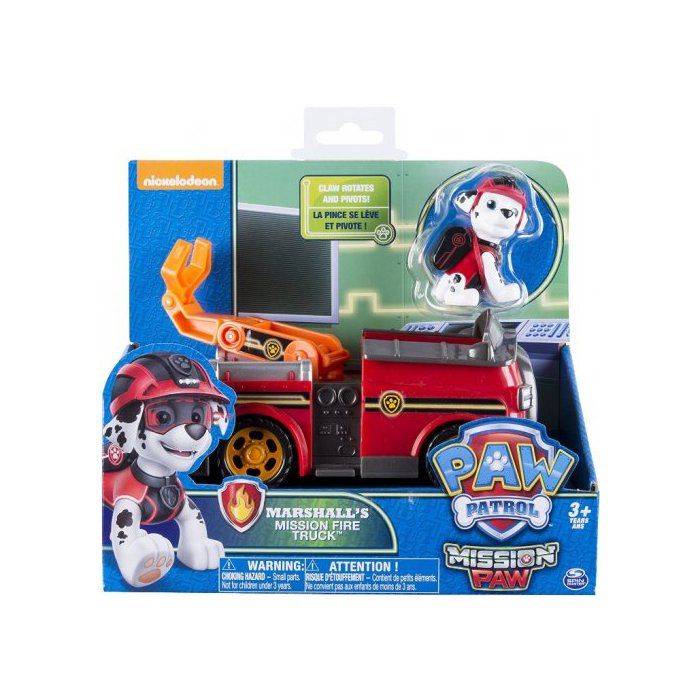 Pat Patrouille : Marcus Et Son Camion Pompier Rouge - Vehicule Mission - Figurine Chien - Paw Patrol