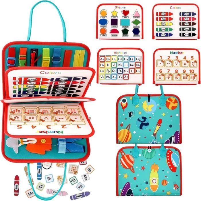 Busy Board pour Enfants 5 Couches Montessori Jouet Tableau Activités pour 1 2 3 4 Ans pour Les Tout-Petits Enfants pour Apprendre