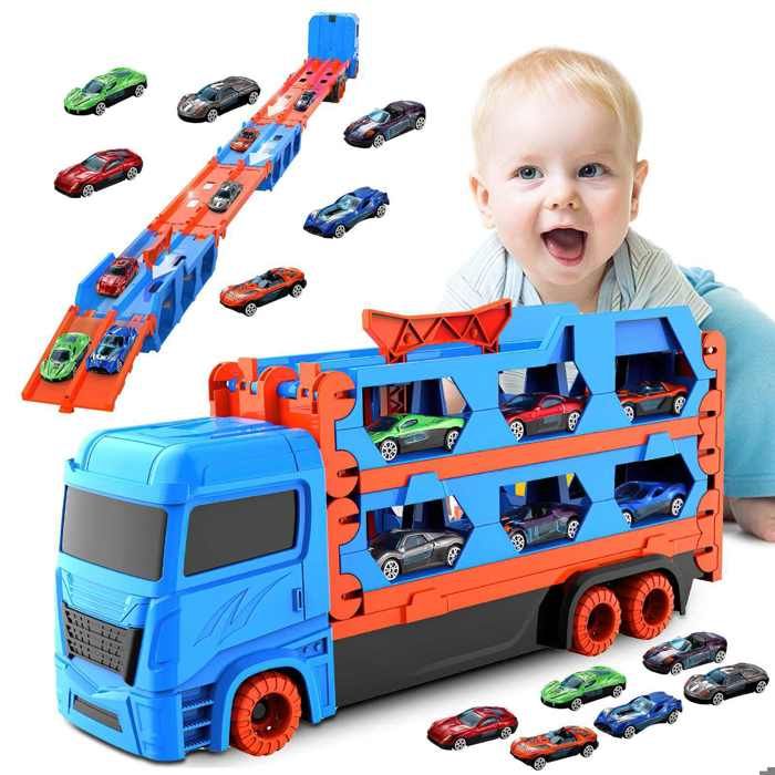 Voiture enfant Camion de Transport - 6 voitures en alliage - Pliable - Jouet Cadeau pour 3 4 5 6Ans Garcon Fille