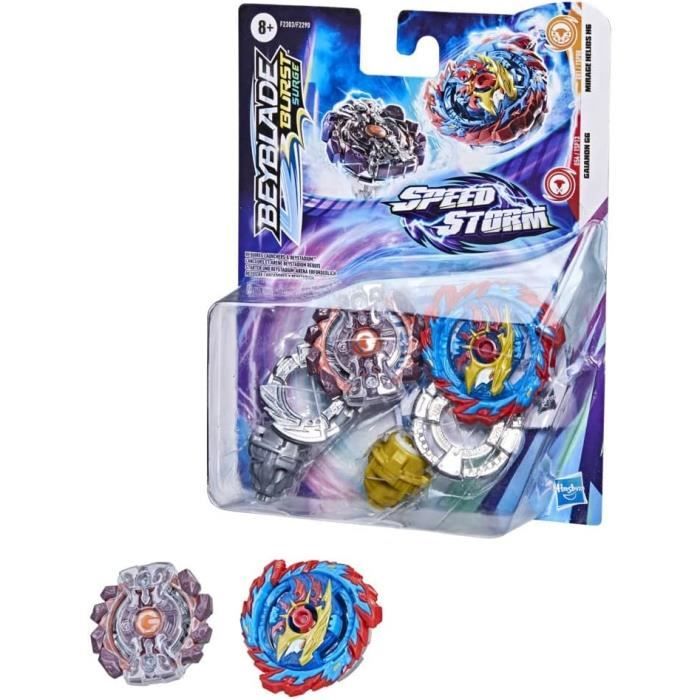 Beyblade Burst Surge Dual Pack 2 toupies de compétition Speedstorm Mirage Helios H6 et Gaianon G6