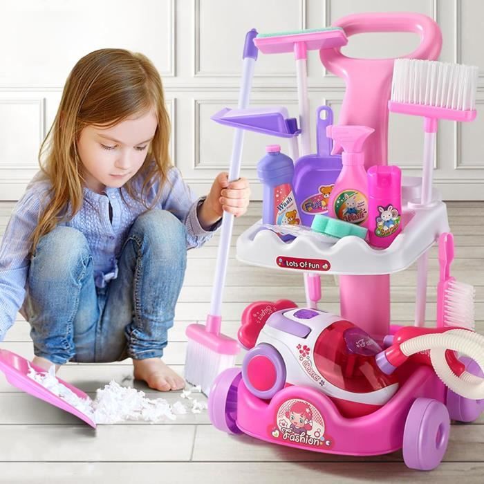 Aspirateur Enfant Kit de nettoyage pour enfants jeu de rôle chariot de nettoyage pour enfants ensemble de nettoyage éducatif