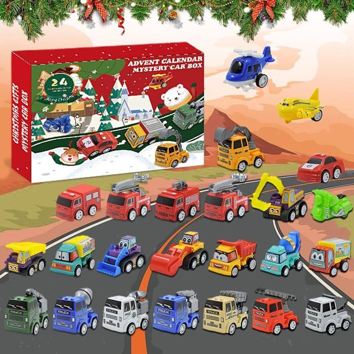 Calendrier de lAvent - OBOSOE - 24 voitures engins - 24 jours surprise - Engins de chantier - Alliage & plastique