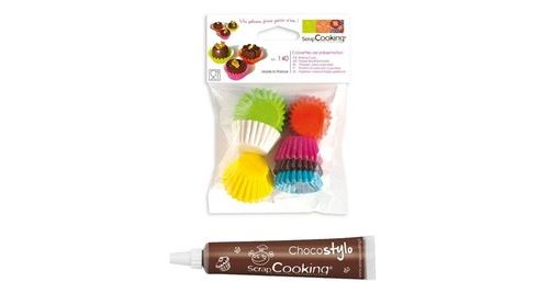 Stylo chocolat + 140 mini caissettes à cupcakes