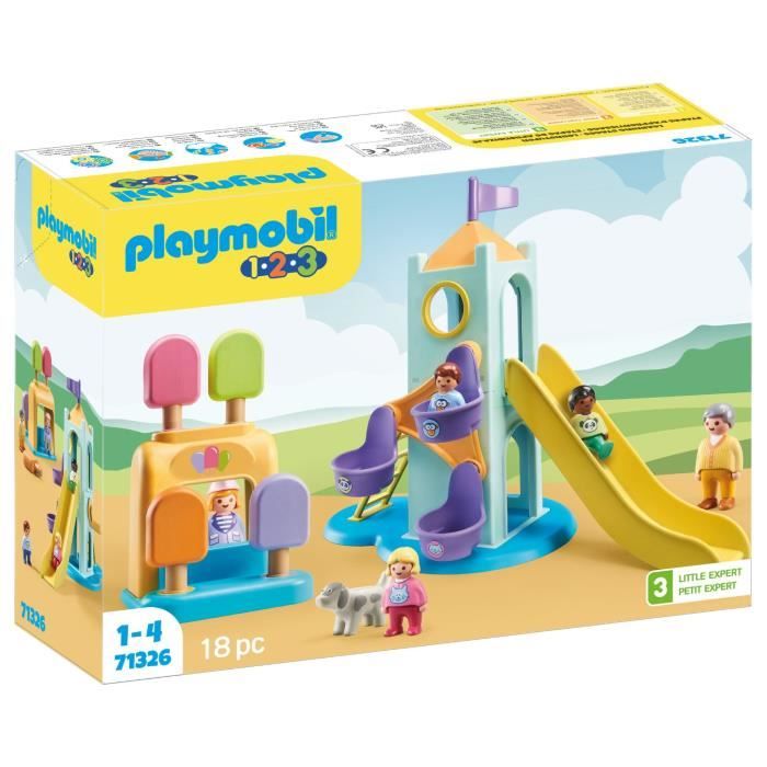 PLAYMOBIL 1.2.3 - 71326 - Aire de jeux avec toboggan géant pour les tout-petits 18-36 mois